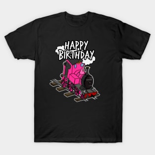 Birthday Train Steam Locomotive Railway Model Railroad (Pink) T-Shirt